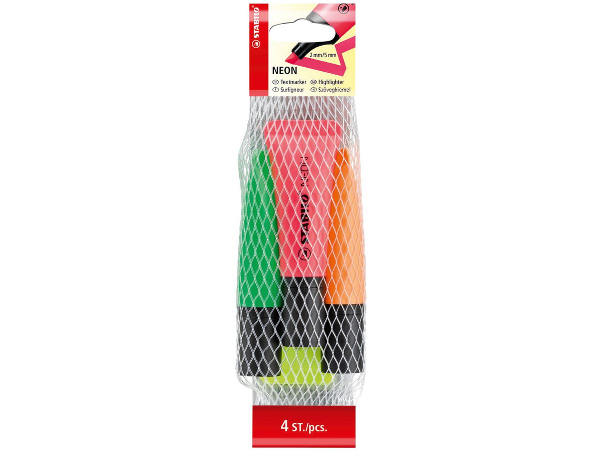 STABILO Textmarker Neon 72/4-1-5 4 Farben ass. (4006381401326)