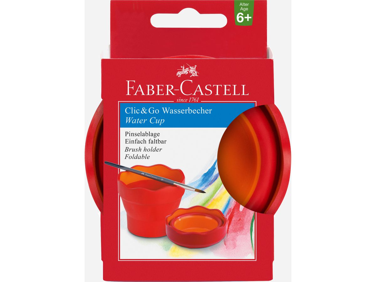 FABER-CASTELL Wasserbecher CLIC & GO 181517 rot, für Pinsel (4005401815174)