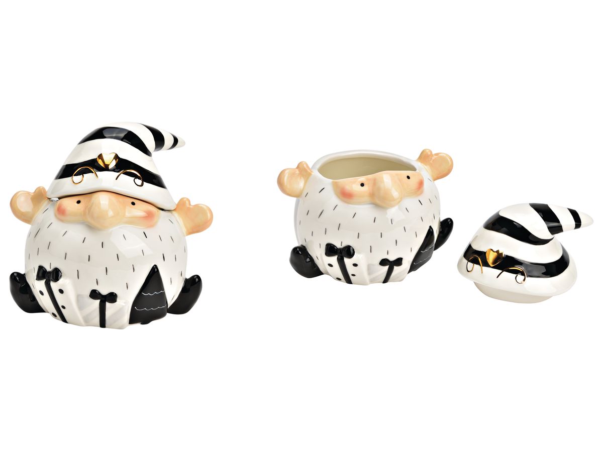 ROOST Dose Nikolaus Keramik 10033445 weiss, schwarz 17x16x14cm (4007698395575)