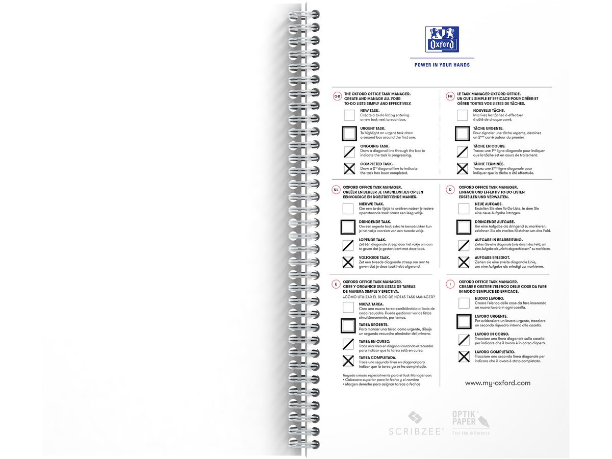 OXFORD Task Manager 141x246mm 400184966 ligné, aqua 115 feuilles (5904017434139)