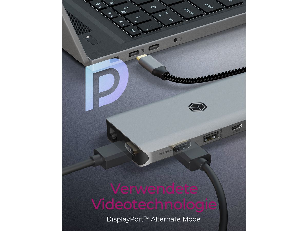 ICY BOX Mobile DockingStation IB-DK4061-CPD 2xHDMI,USB-C&A,GBit,PD 100W (4250078173915)