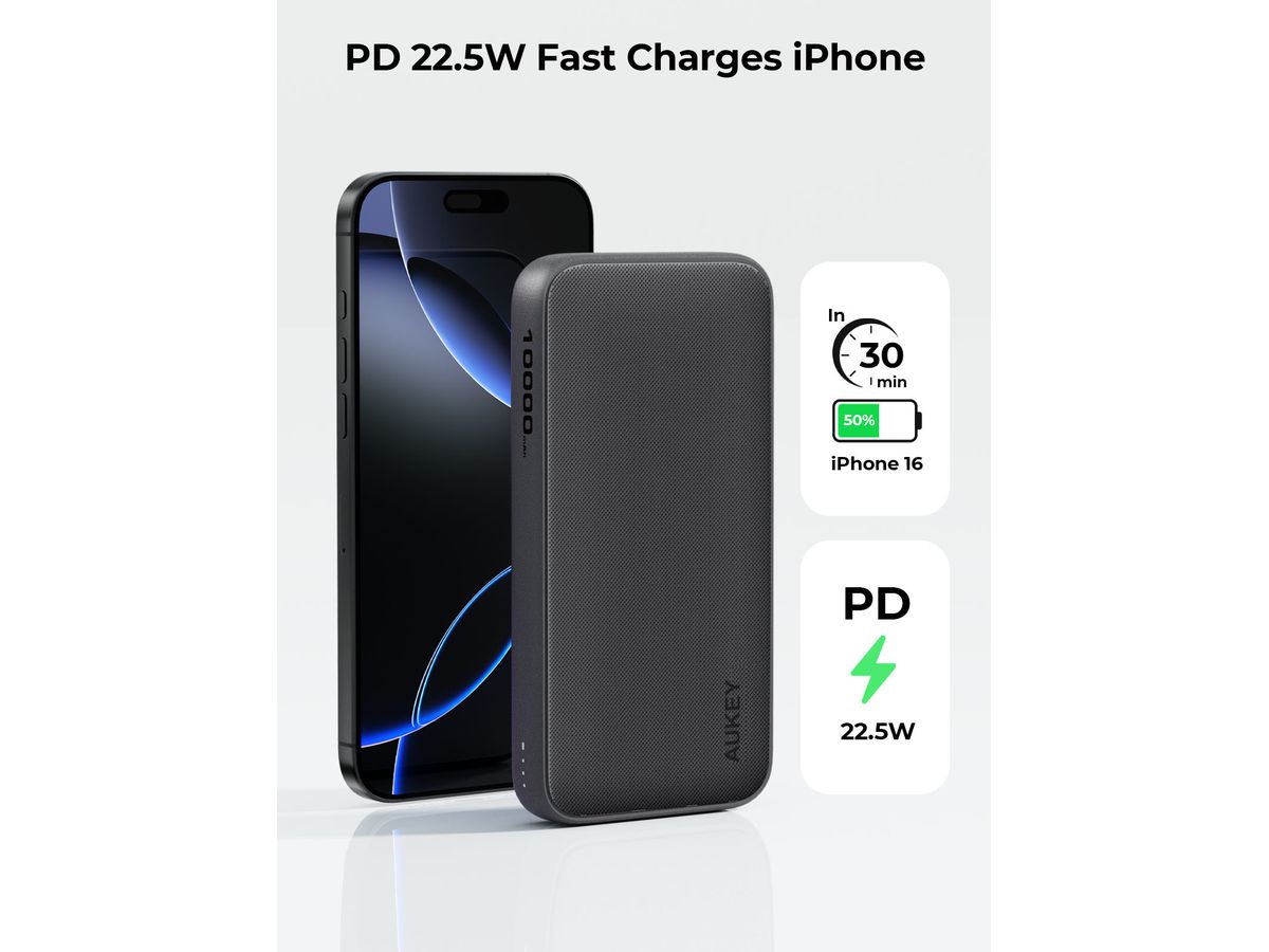 AUKEY Spark GO 10000mAh Plus Powerba PB-Y46P 20W Fast Charging, Grey (0689323788606)