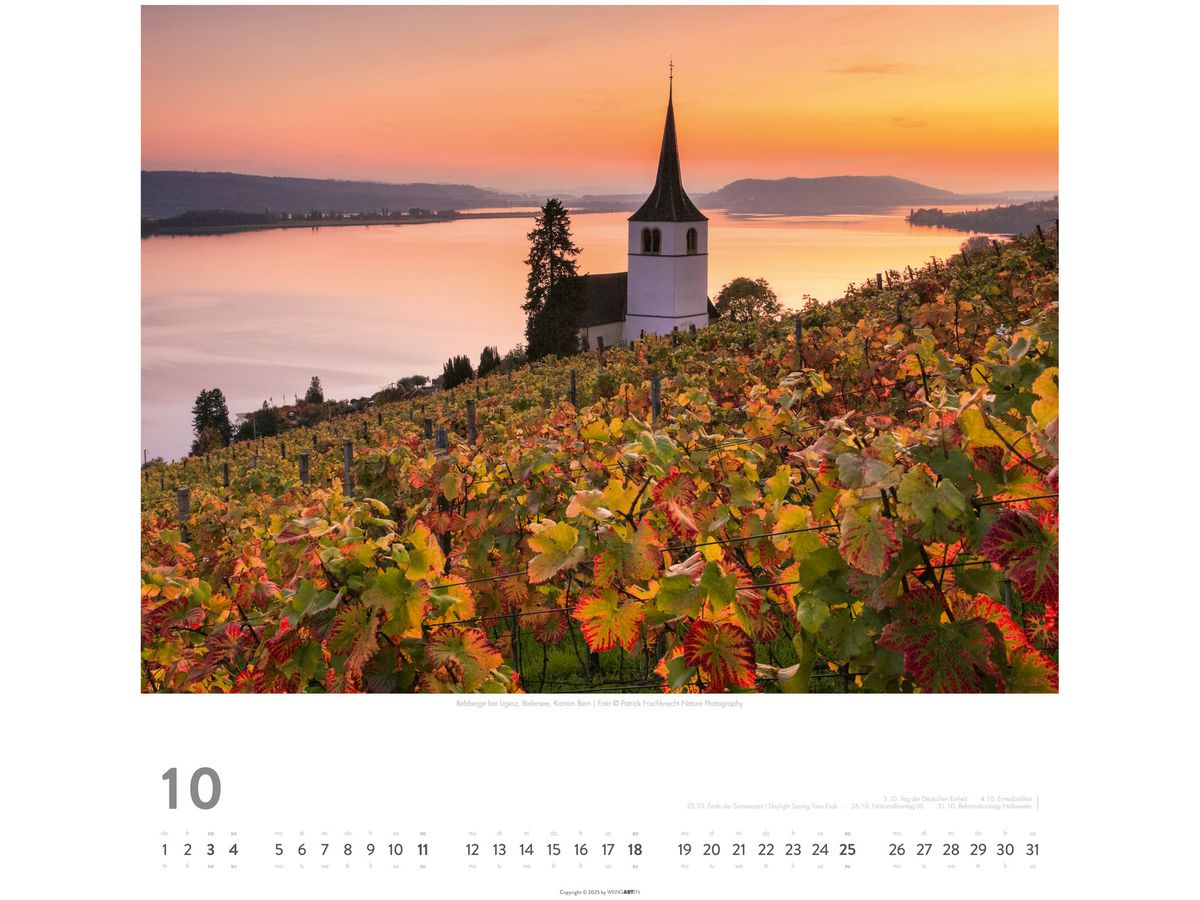 WEINGARTEN Bildkalender 2026 3312224+26 Die Schweiz DE 48x46cm (9783839902707)