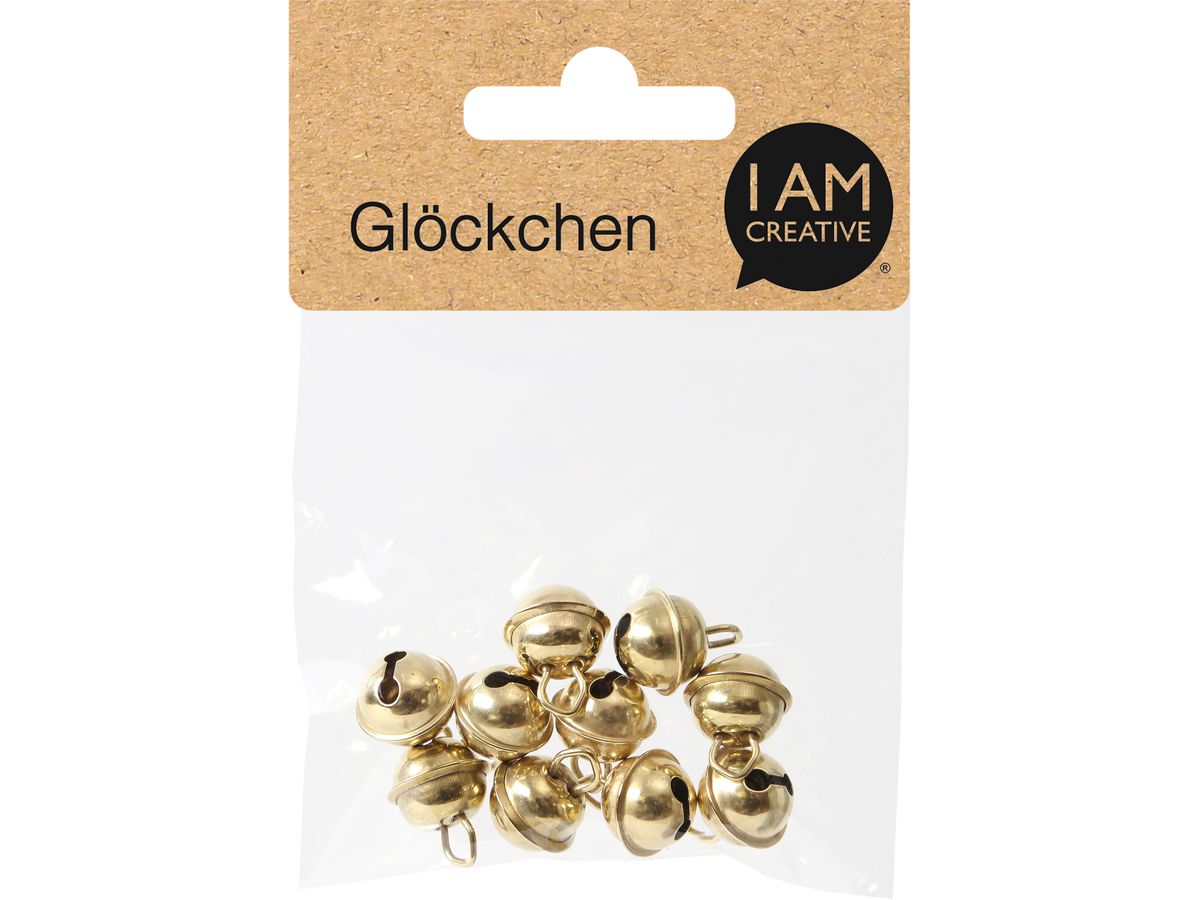 I AM CREATIVE Glöckchen 11mm 1521.11 gold, mit Öse 10 Stück (7613194208850)