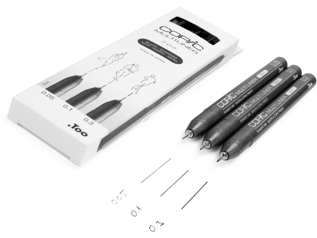 COPIC Multiliner 22075630 nero 3 pezzi (4013695266039)