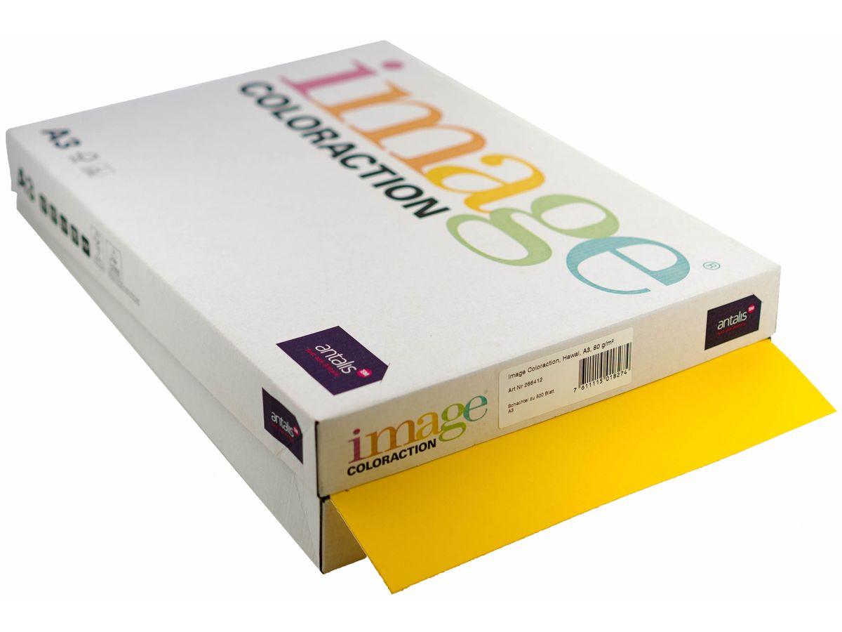 IMAGE COLORACTION Kopierpapier Hawaii A3 266412 80g, intensivgelb 500 Blatt (7611115018274)