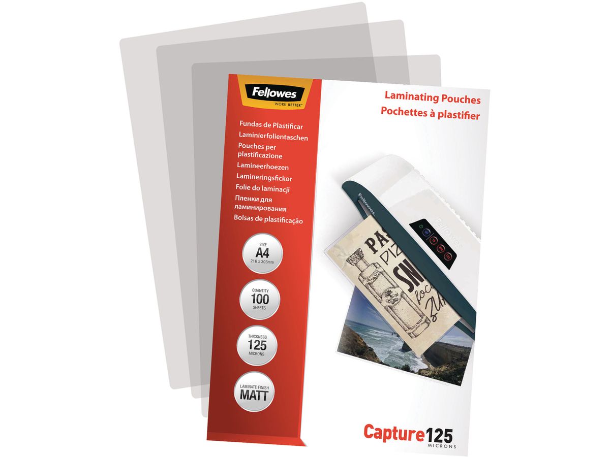 FELLOWES Pelicole per laminazione A4 5328502 opaco, 125my 100 pezzi (0043859641482)