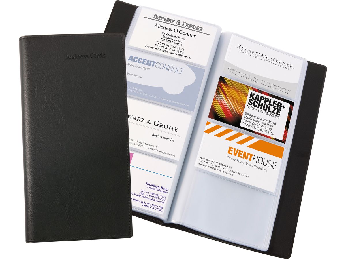 SIGEL Visitenkarten-Mappe,Lederop. VZ172 schwarz,matt,192 ST. (4004360833670)