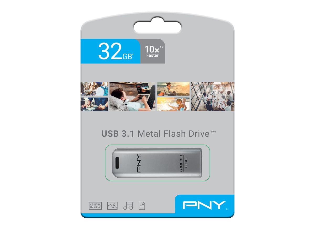 PNY Elite Steel 3.1 32GB USB 3.1 FD32GESTEEL31G-EF (3536403372309)