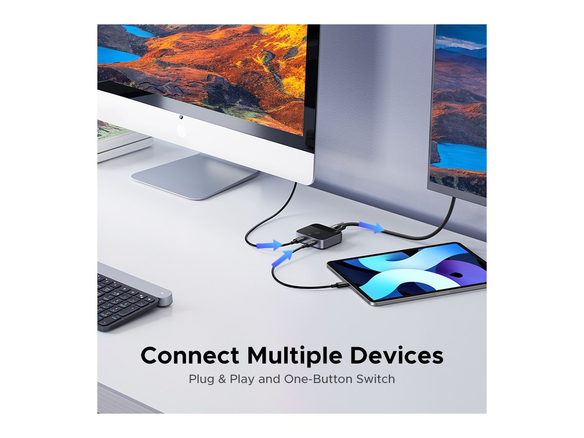 UGREEN USB-C Switch 2 In 1 Out,4K 55451 2×USBC- In, 1×HDMI Out (6941876254514)