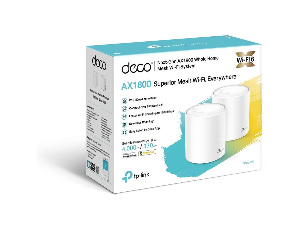 TP-LINK Whole Home Mesh Wi-Fi System Deco X20(2-pack) AX1800(2-Pack) white (6935364052287)