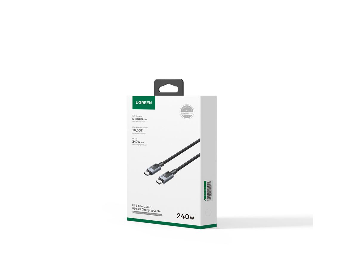 UGREEN Cable USB-C to USB-C, 240W 45068 PD,2m,Fast Charging,Gray (6941876240685)