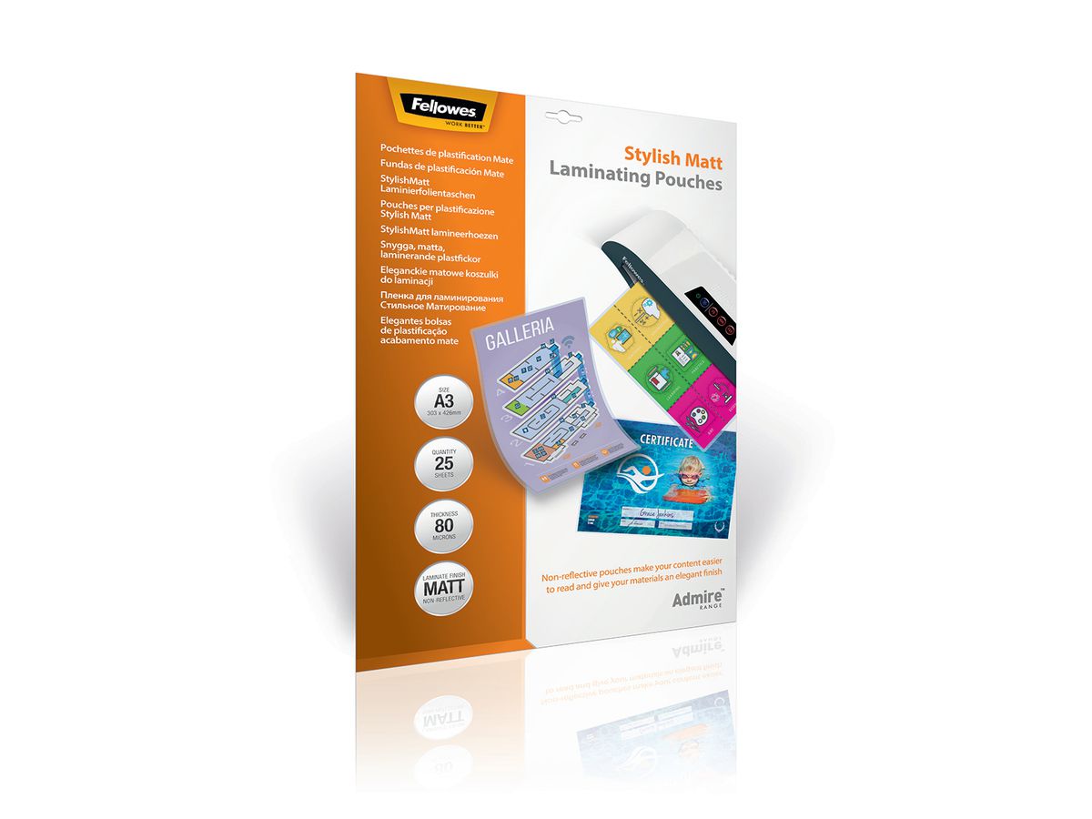 FELLOWES Pelicole per laminazione A3 5602201 opaco, Stylish 25 pezzi. (0043859730889)