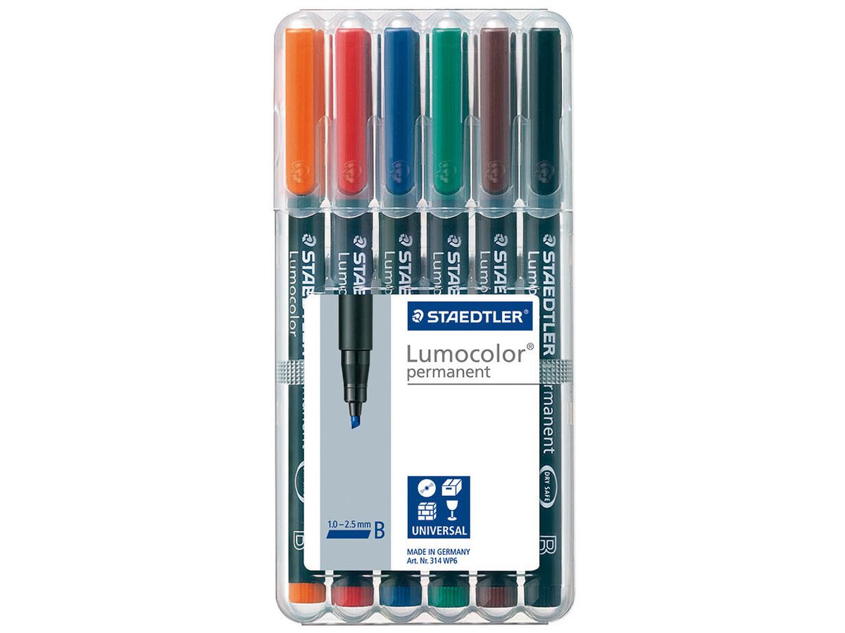 STAEDTLER Lumocolor permanent B 314 WP6 6 Farben ass. (4007817323496)