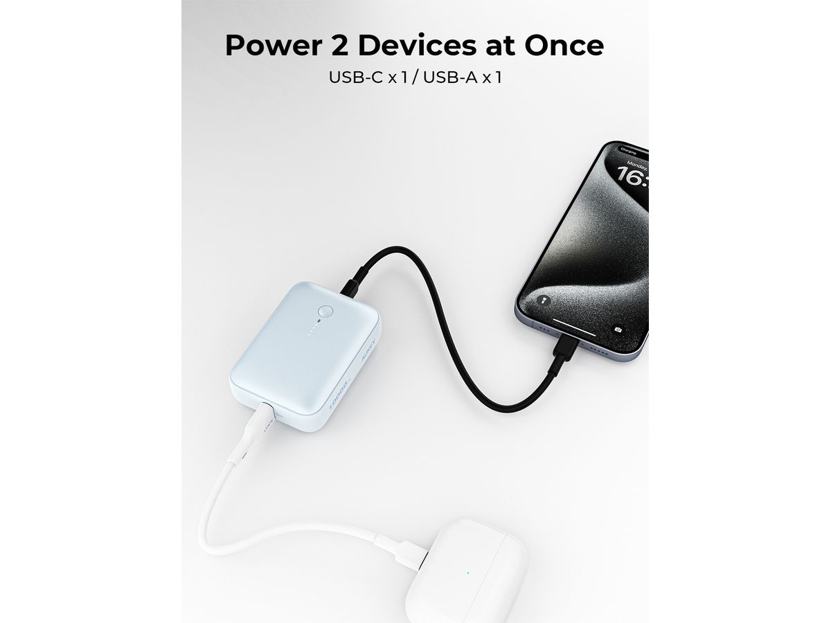 AUKEY Spark Mini 10000, 20W, PD,QC PB-Y55 BL Powerbank,Blue,USB-C,USB-A (0689323789306)