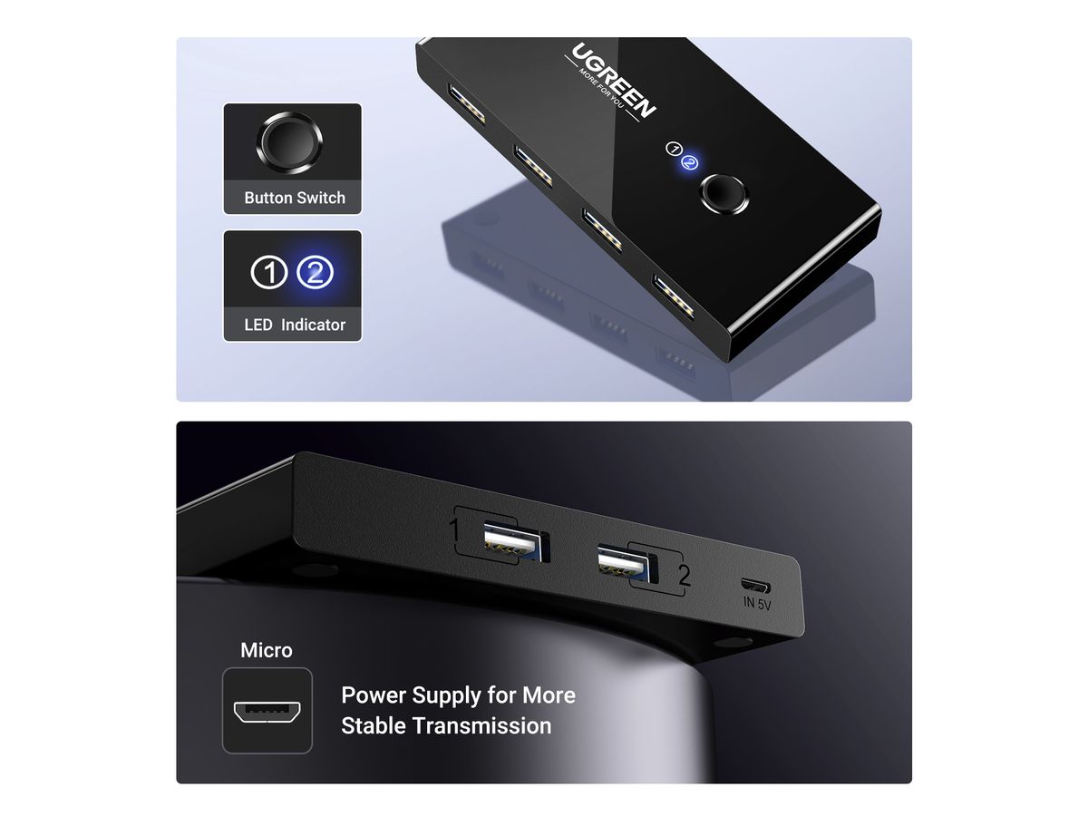 UGREEN Sharing Switch Box 30767 2in4 Out USB 2.0,(BB) (6957303837670)