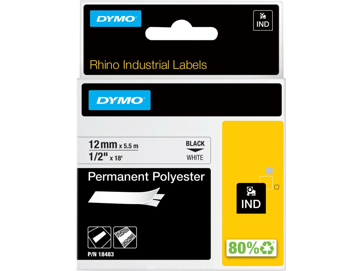 DYMO Schriftband D1 weiss/schwarz S0718210 Polyester 12mm ()