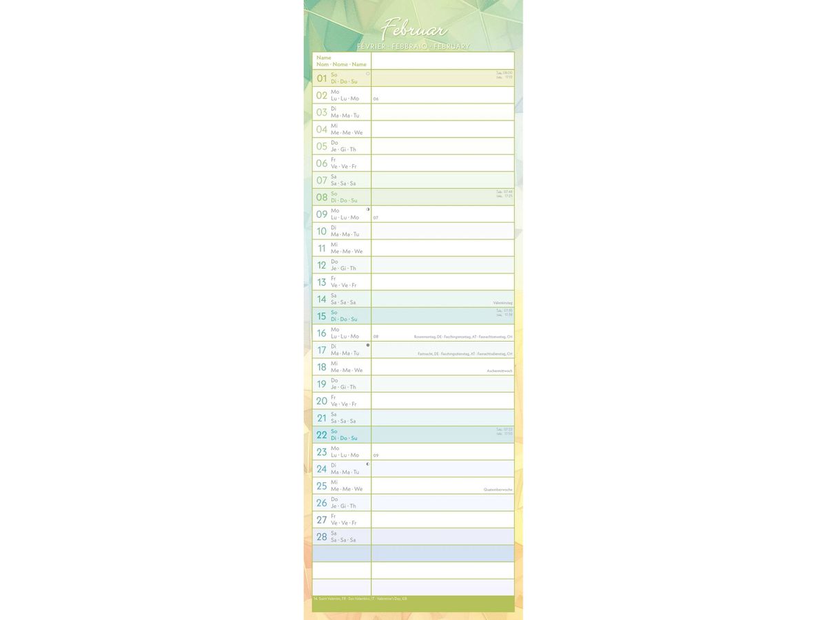 ALPHA EDITION Monatsplaner 2026 360413 Prisma 1M/1S ML 14.8x42cm (4069095004139)