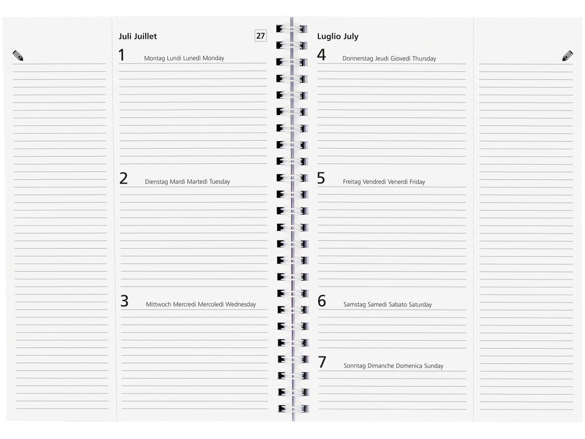 BIELLA Agenda Poly-Table Wire-O 2026 808533000026U 1S/2P Rechange ML 14.8x20.8cm (7611365524075)