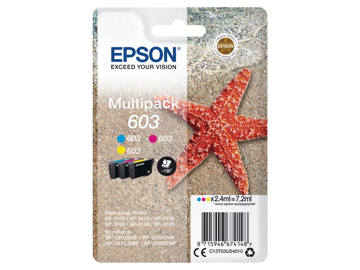 EPSON Multipack Encre 603 CMY T03U54010 XP-2100 130 pages (8715946674148)