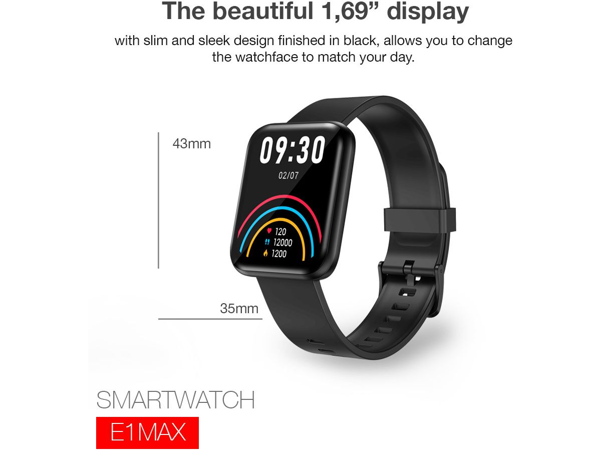 LENOVO Smartwatch E1 Max black E1Max-BK (6941192215527)