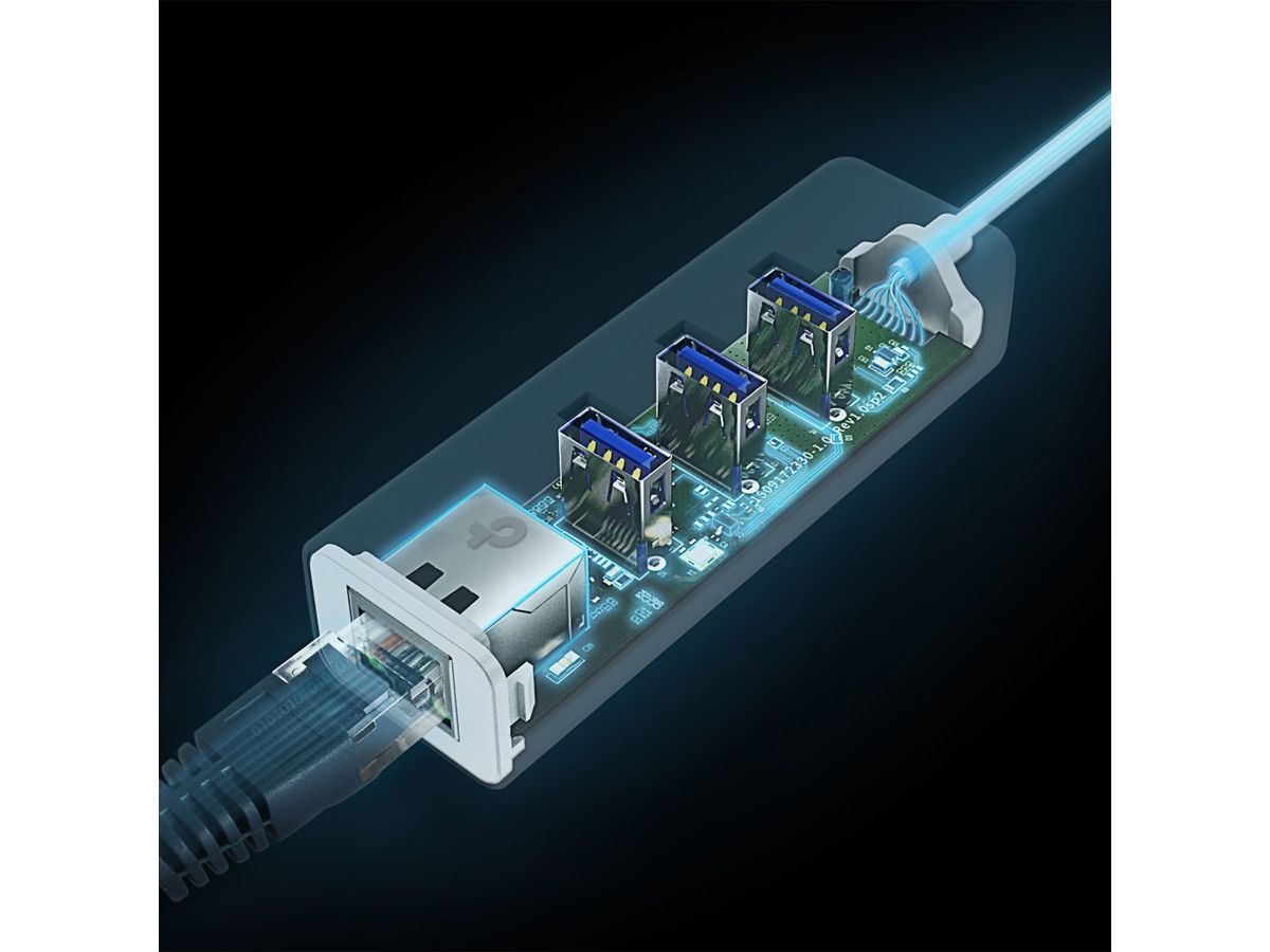 TP-LINK USB-C to GBE Network Adapter UE330C with 3-Port USB-A Hub (8885020622263)