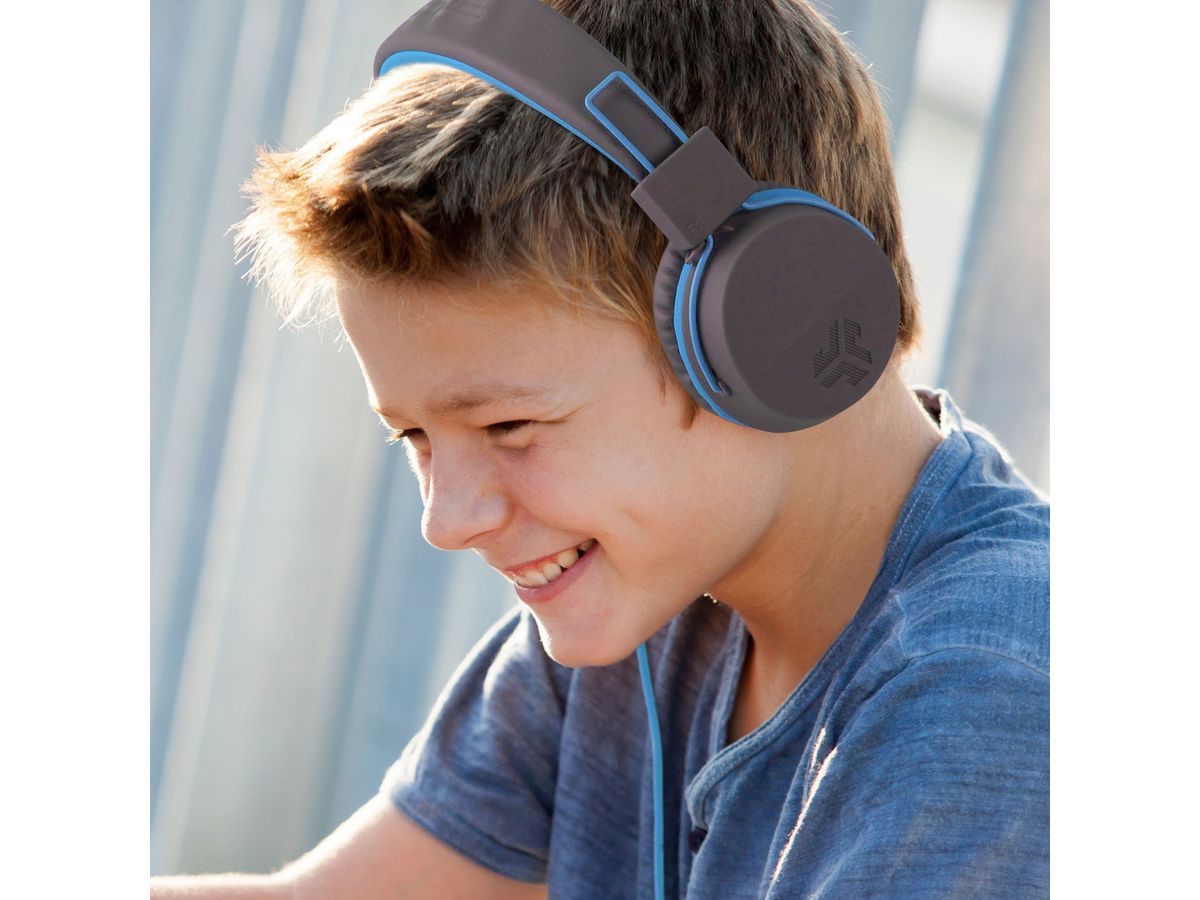 JLAB JBuddies Studio Kids On-Ear IEUHJKSTUDIORGRYBLU6 Wired, Grey/Blue (0812887015424)