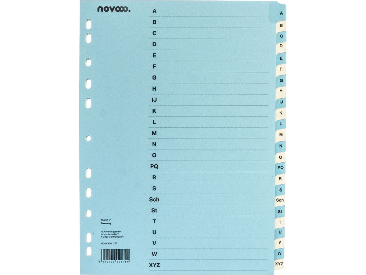 NOVOOO Kartonregister A4 40572 blau/beige A-Z 24-teilig (9010729028750)