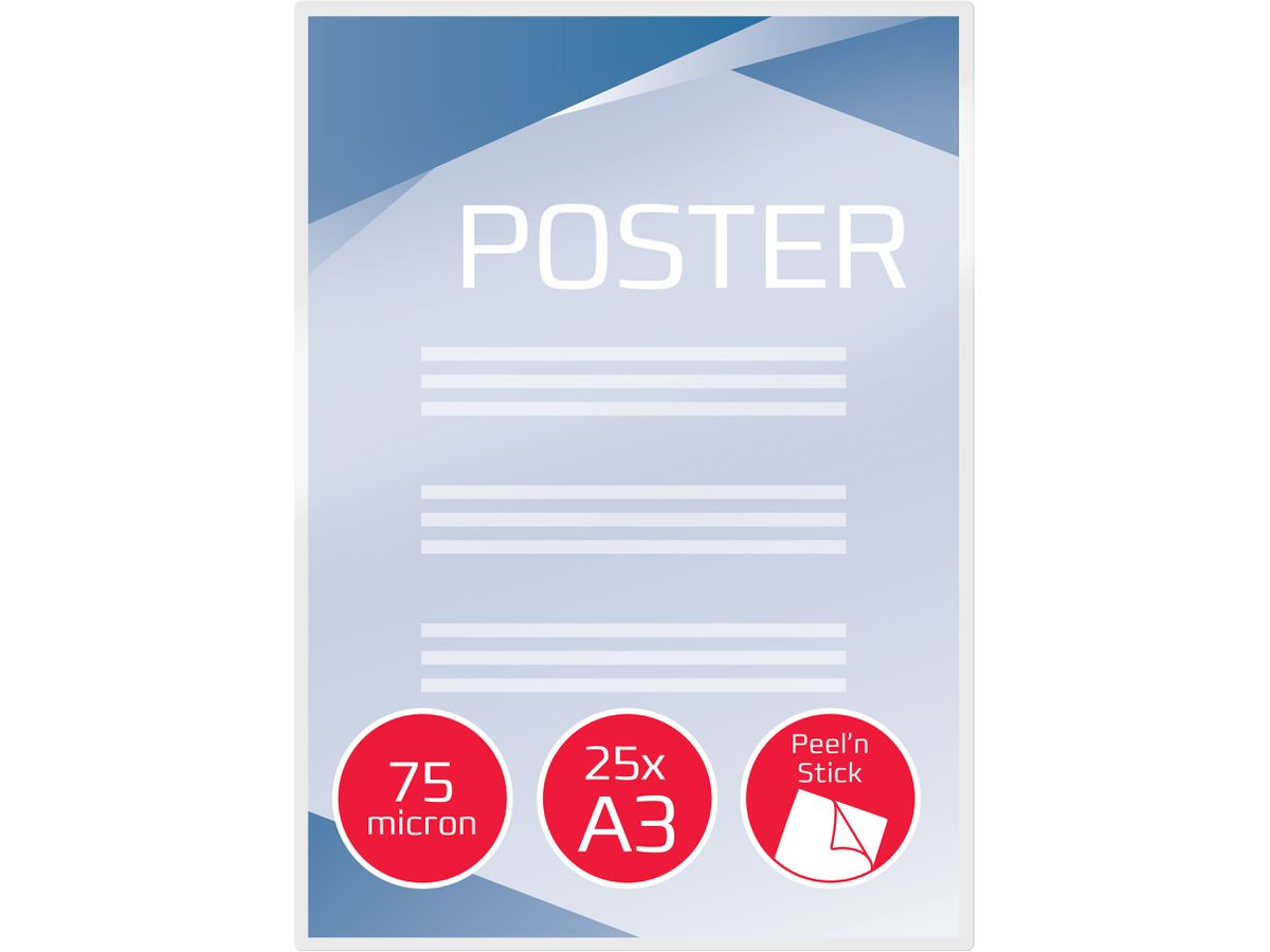 GBC Laminiertasche A3 3747526 glanz, 75my, selbstkl. 25 Stk (0033816055353)