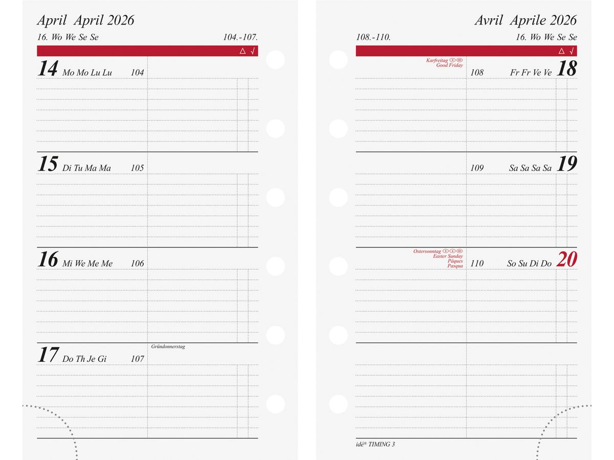 RIDOIDE Timing 3 calendario 2026 7067910006.26 1S/2P ML 7.6x12.7cm (4003273792098)