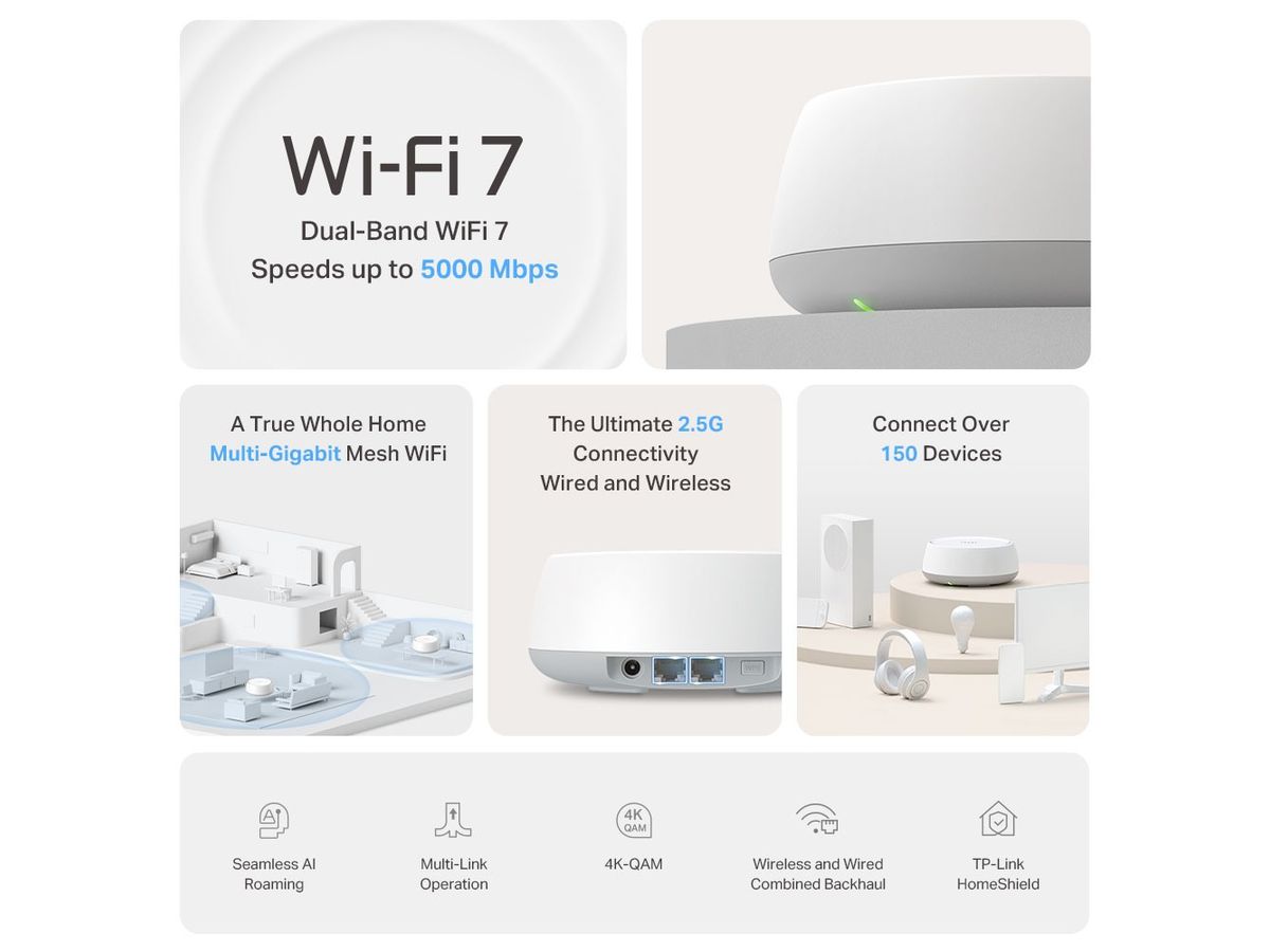 TP-LINK WHMesh Wi-Fi 7 Unit Deco BE25(1-Pack) BE3600 (8885020620702)