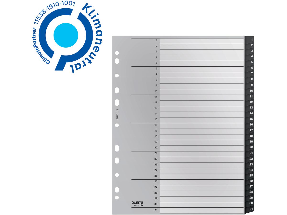 LEITZ Répertoire PP Recycle A4+ 1218-00-00 noir 1-31 (4002432127122)