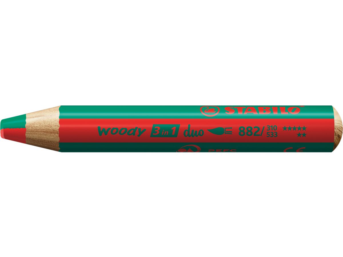STABILO Matita colorata Woody 3in1 882/310-533 Duo, rosso/verde scuro (4006381603690)