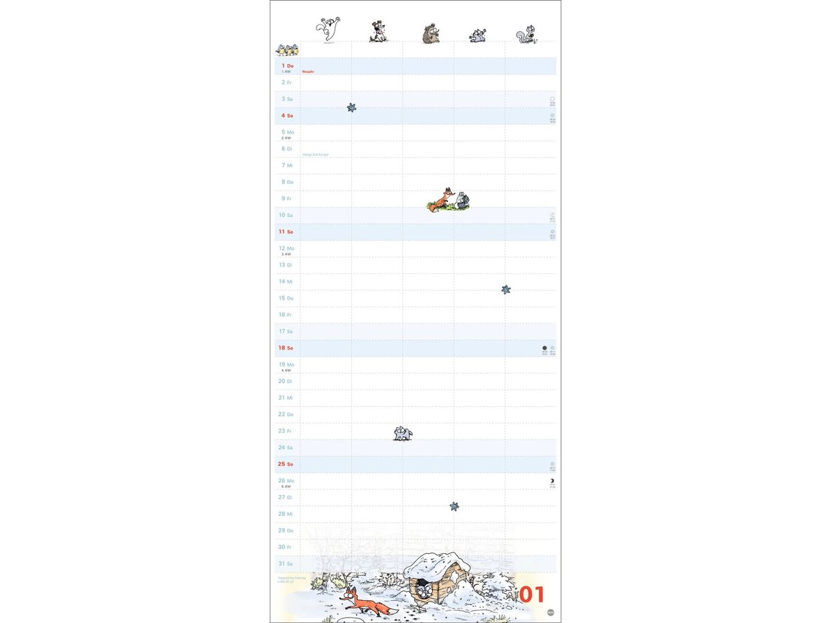 HEYE Familienplaner 2026 23015+26 Simons Katze DE 21x45cm (9783756411481)