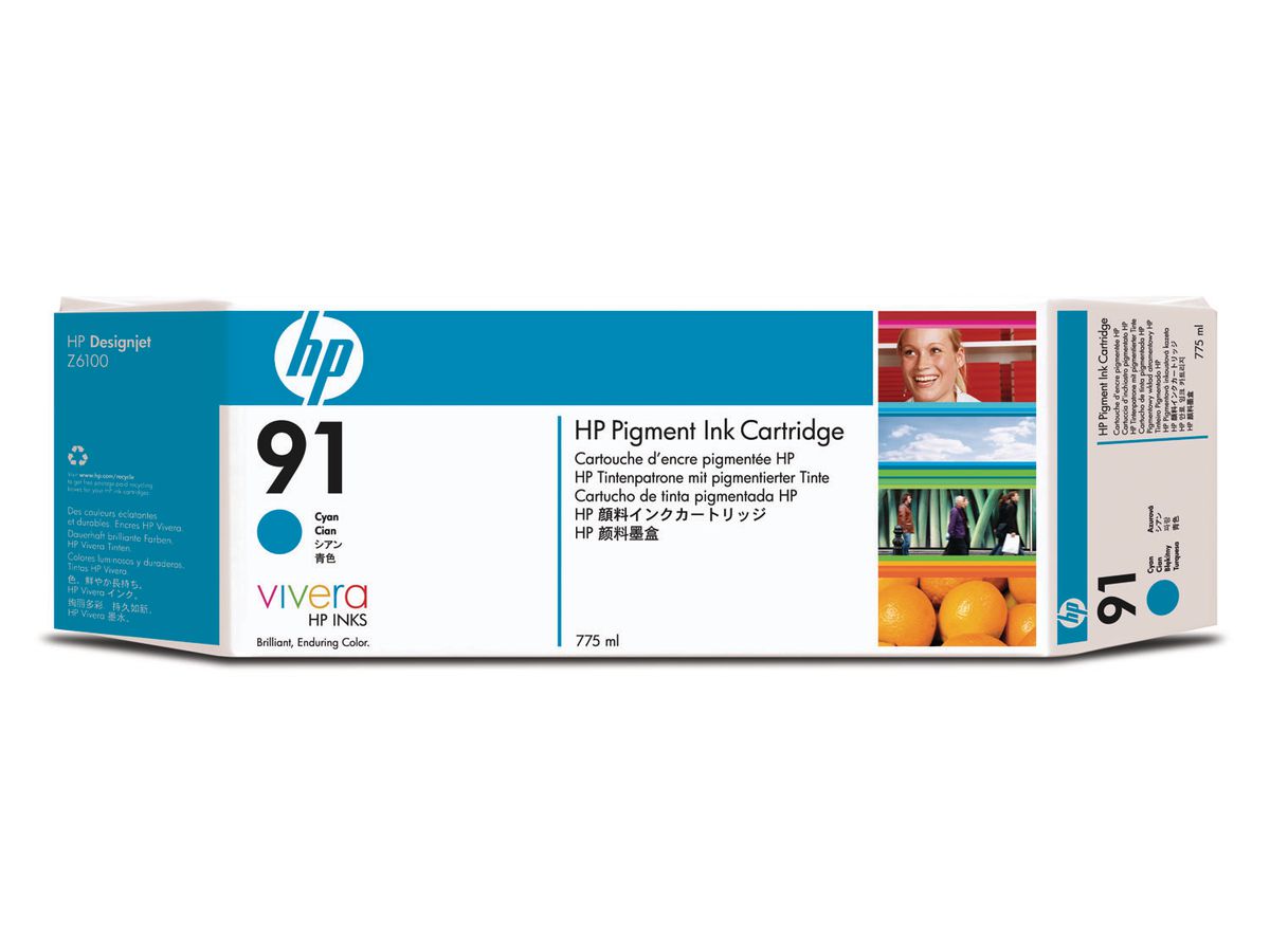 HP Cart. d'inchiostro 91 cyan C9467A DesignJet Z6100 775ml (0882780987210)