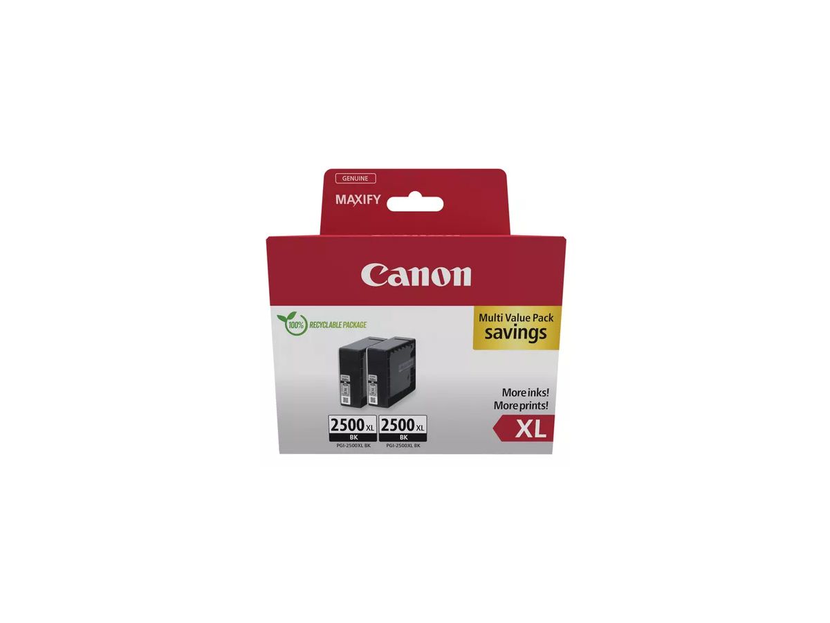 CANON Twin Pack inchiostro XL nero PGI-2500BKT MAXIFY iB4050 2x70.9ml (8714574679372)