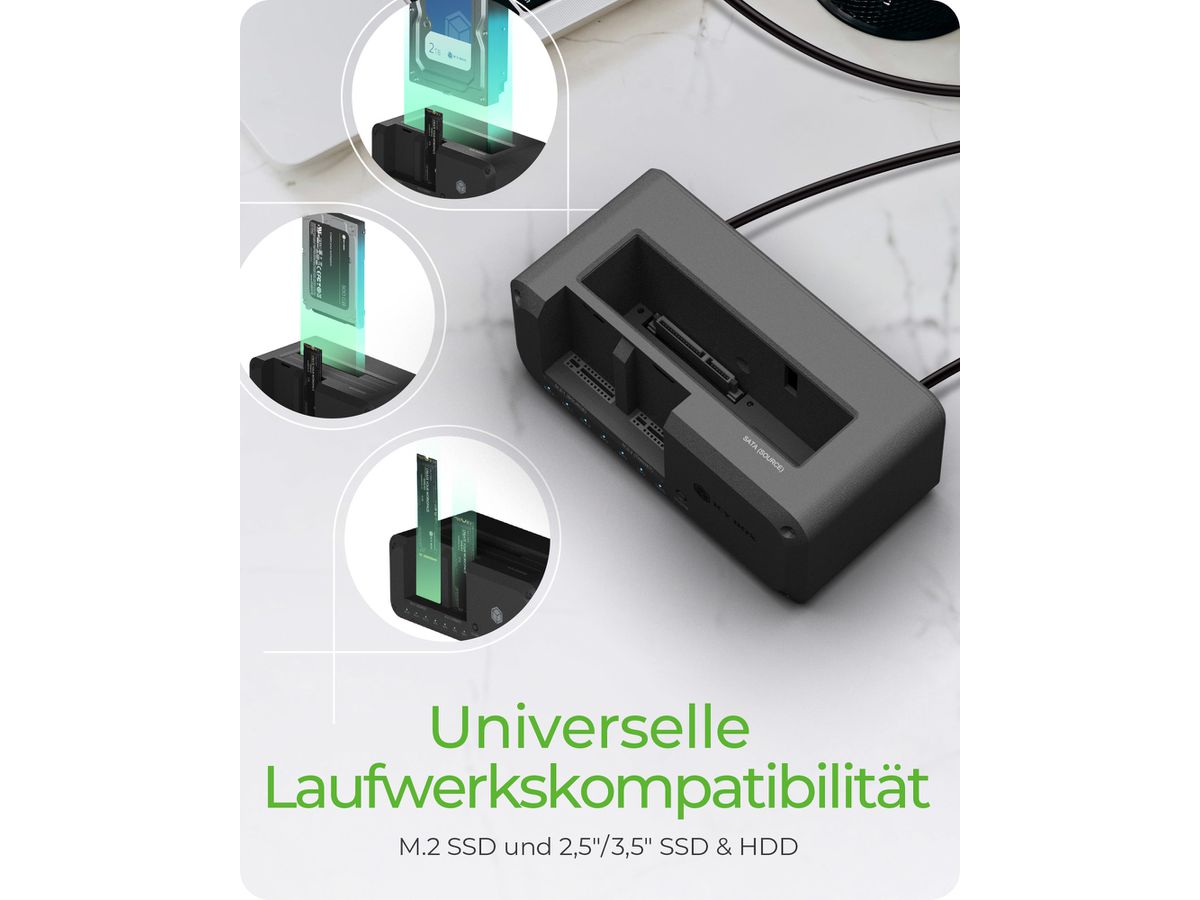 ICY BOX Docking- & Clonestation for IB-2924MSCL-C31 2.5,3.5in SATA & 2x M.2 NVMe (4250078174349)
