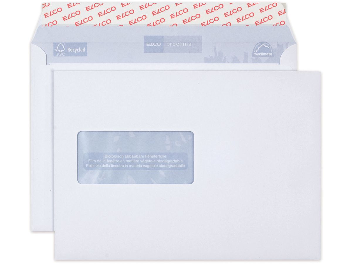 ELCO Buste Proclima finestra si. C5 38999 100g, bianco, colla 500 pezzi (7611722015222)