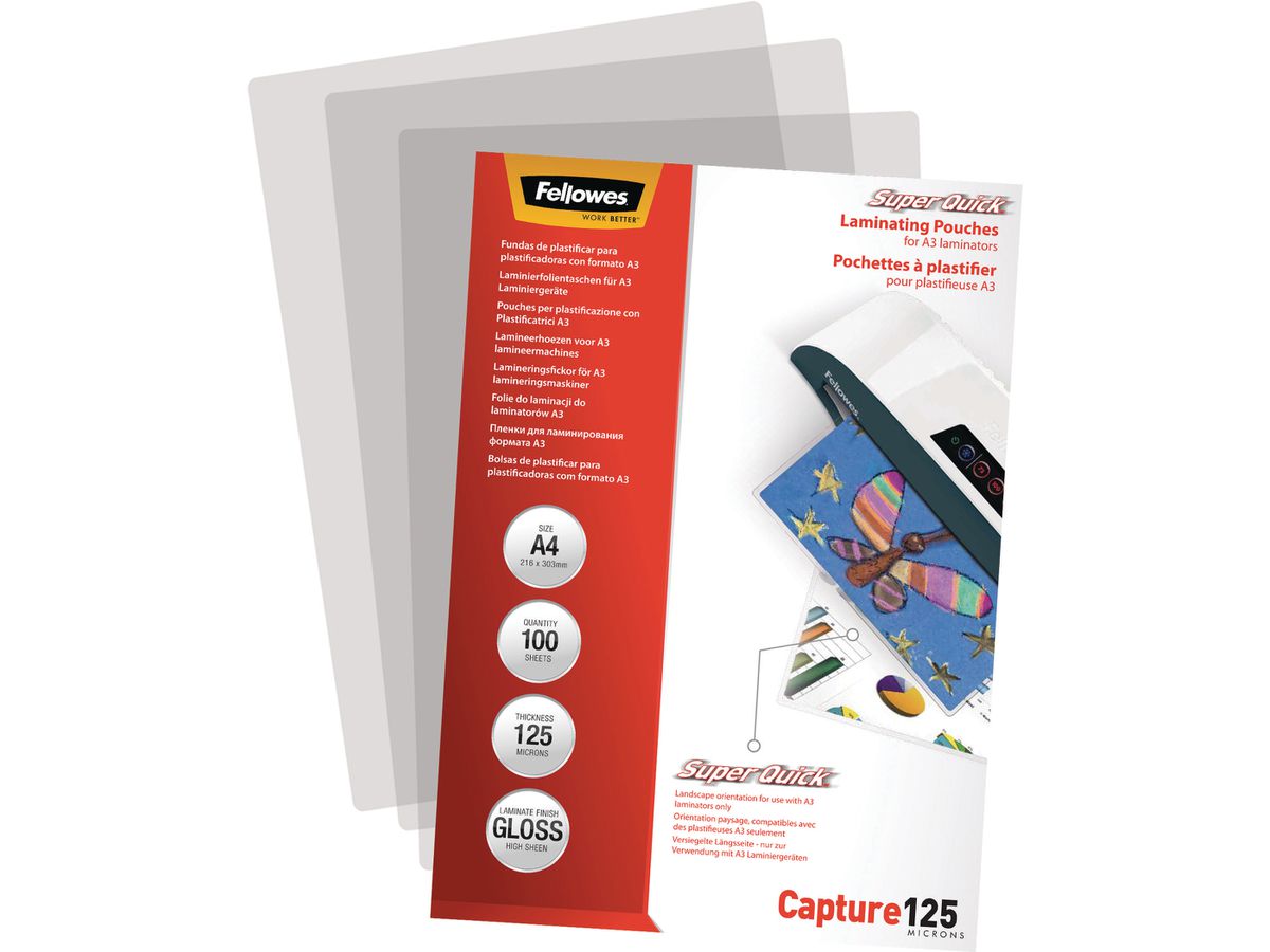 FELLOWES Pelicole per laminazione A4 5440101 lucido, 125my 100 pezzi (0077511544019)