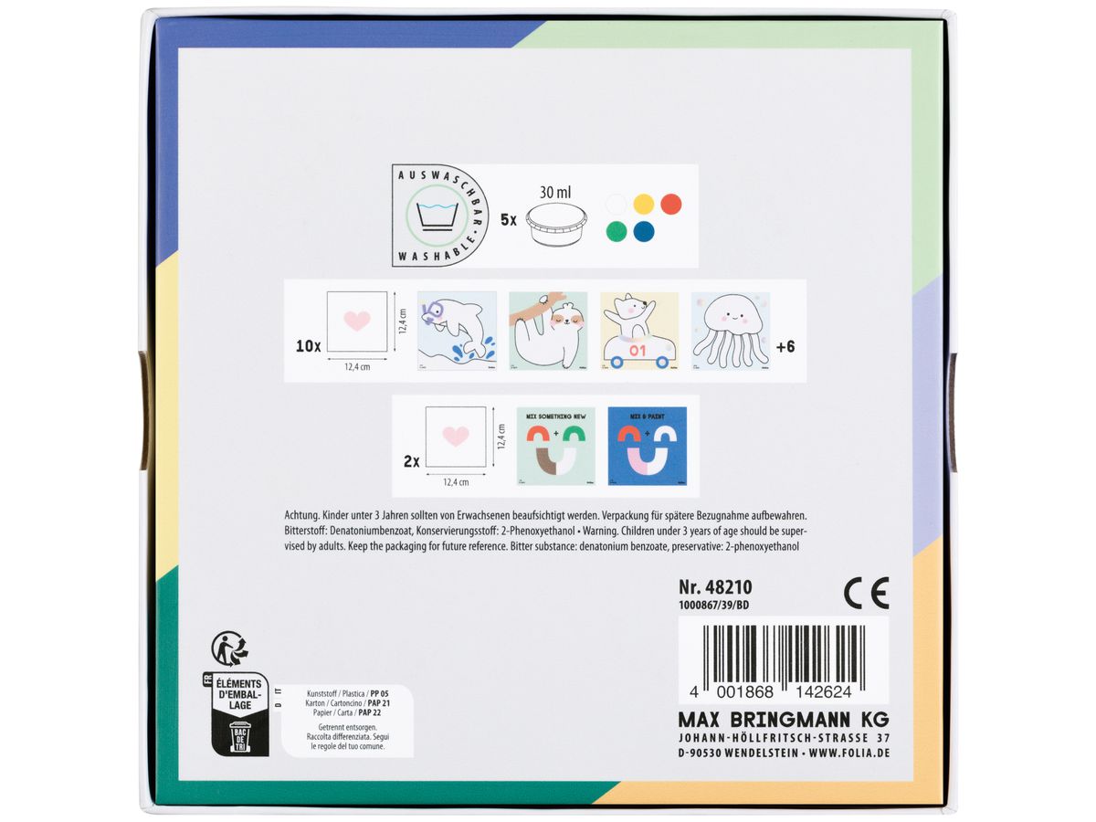 FOLIA Gouache au doigt Happy Safari 48210 5 couleurs (4001868142624)