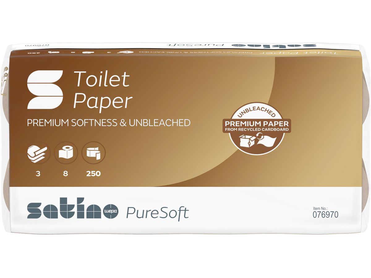 SATINO Toilettenpapier PureSoft 628528 3-lagig, 8 Rollen à 250 Blatt (4000735353897)