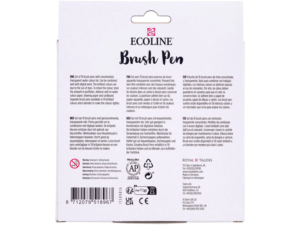 TALENS Ecoline Brush Pen Set 11509806 ass. Skin 10 Stück (8712079518967)