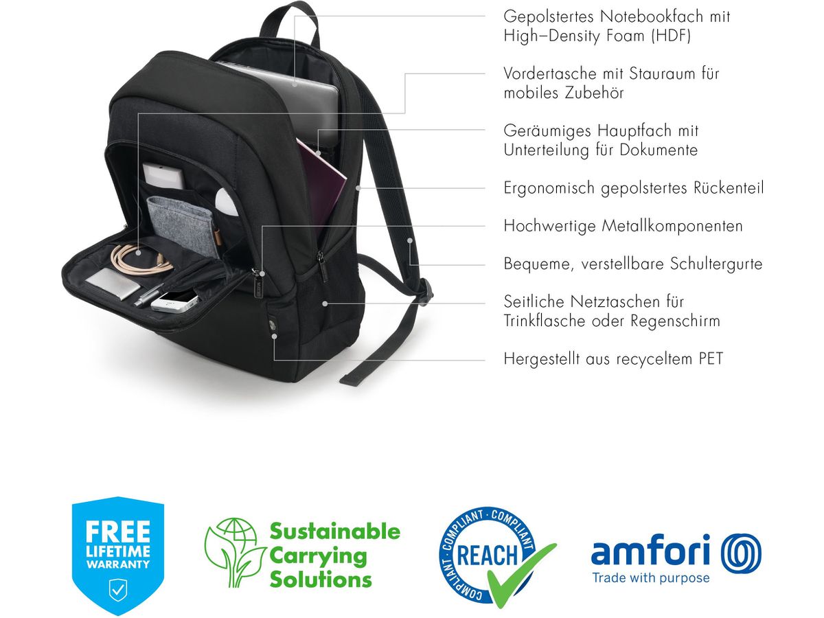 DICOTA Eco Backpack BASE black D30914-RPET for Unviversal 13-14.1 (7640186418966)