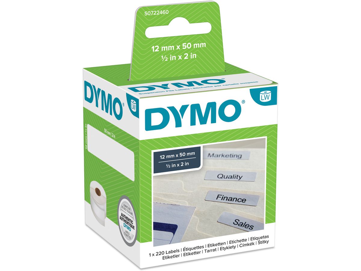 DYMO Etiketten für Hängeablage S0722460 perm.50x12mm 220 Stück (5411313990172)
