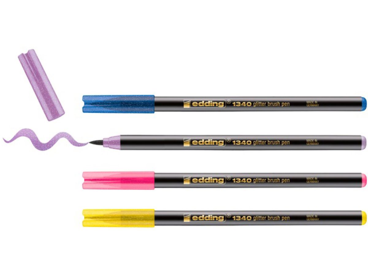 EDDING Brushpen 1340 4-1340-4-3 Glitter E-4 moderno 4 pezzi (4057305060013)