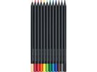 FABER-CASTELL Farbstifte Black Edition 116412 neon Farben ass. 12 Stück (4005401164128)