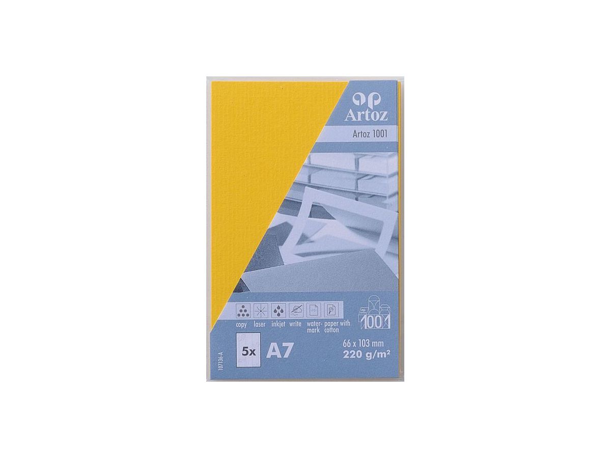 ARTOZ Cartes de visite 1001 A7 107136142 220g, jaune soleil 5 feuilles (7612450244236)