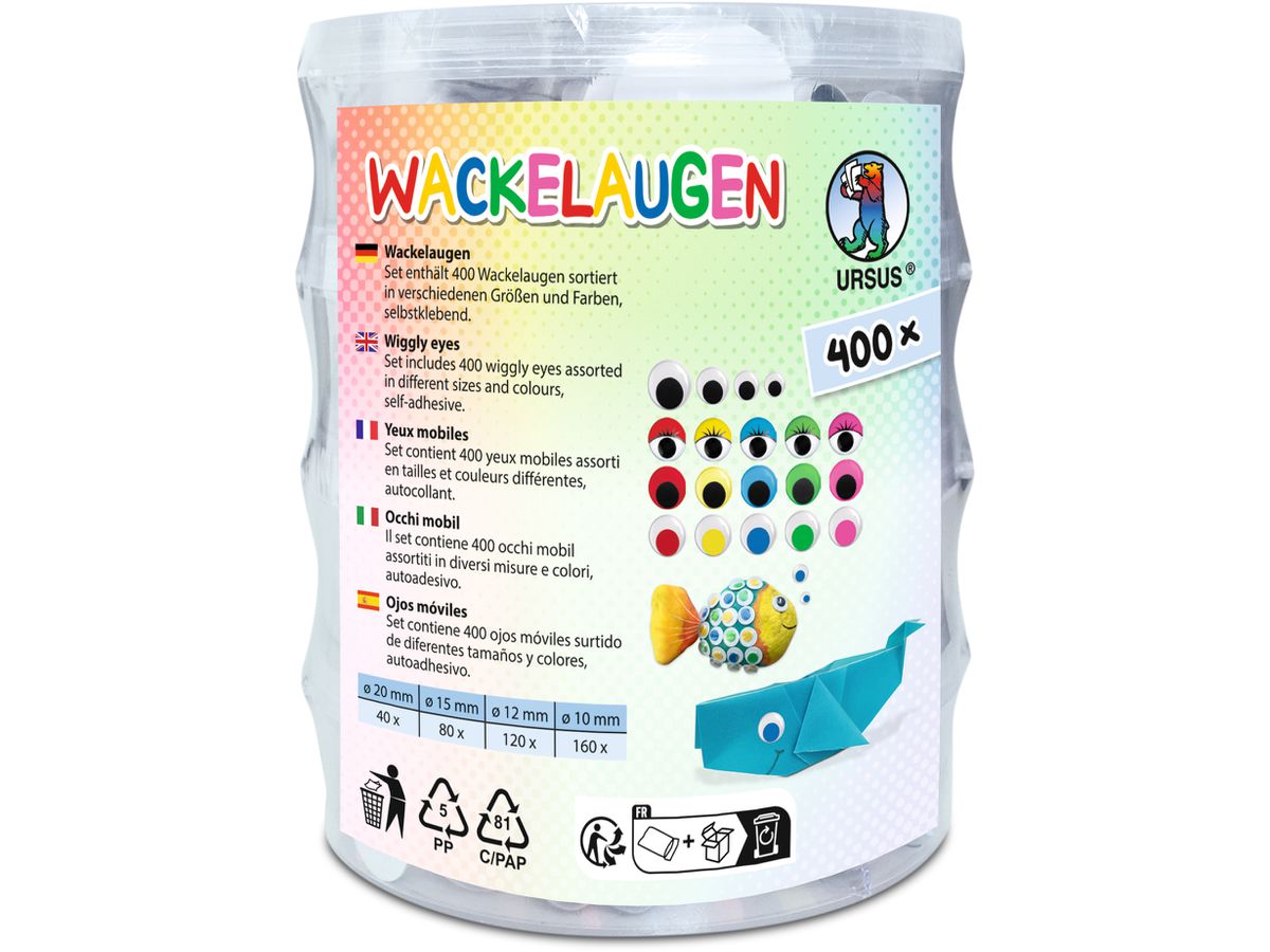 URSUS Wackelaugen Stapelbox 8640099 assortiert 400 Stück (4008525249542)