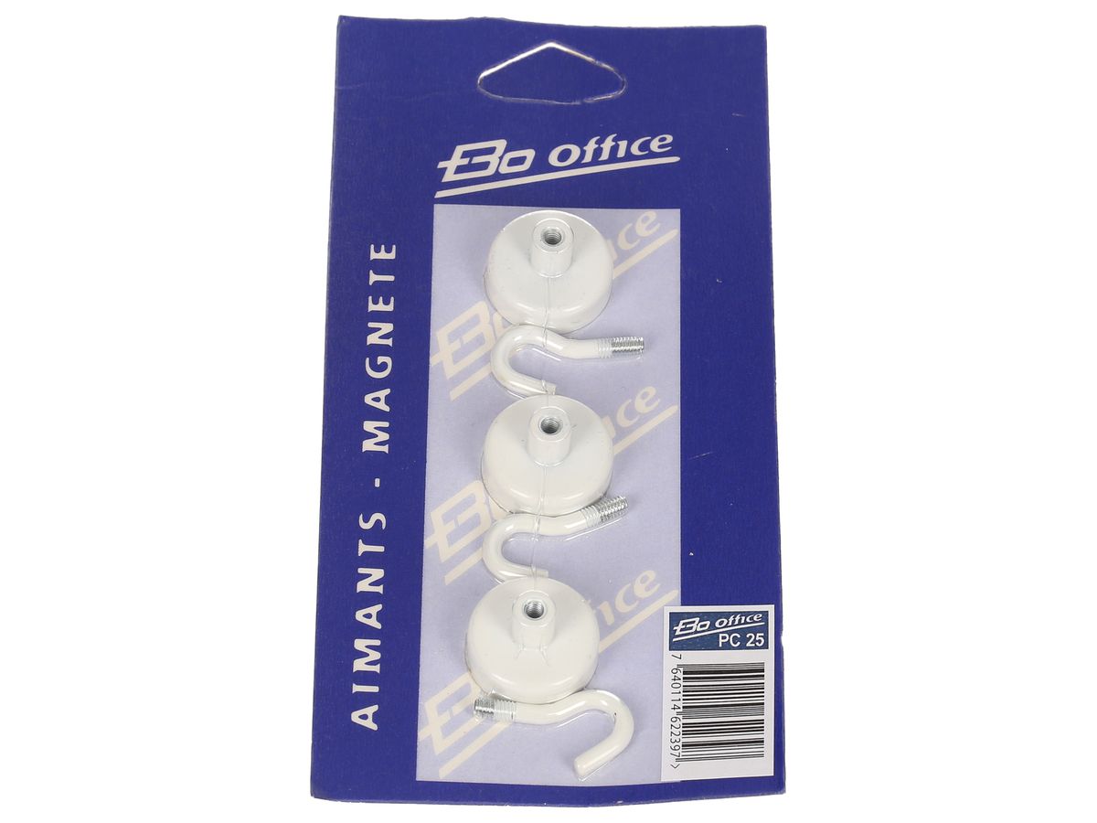 BOOFFICE Aimants 25mm PC 25 blanc, Set à 3 pcs. (7640114622397)