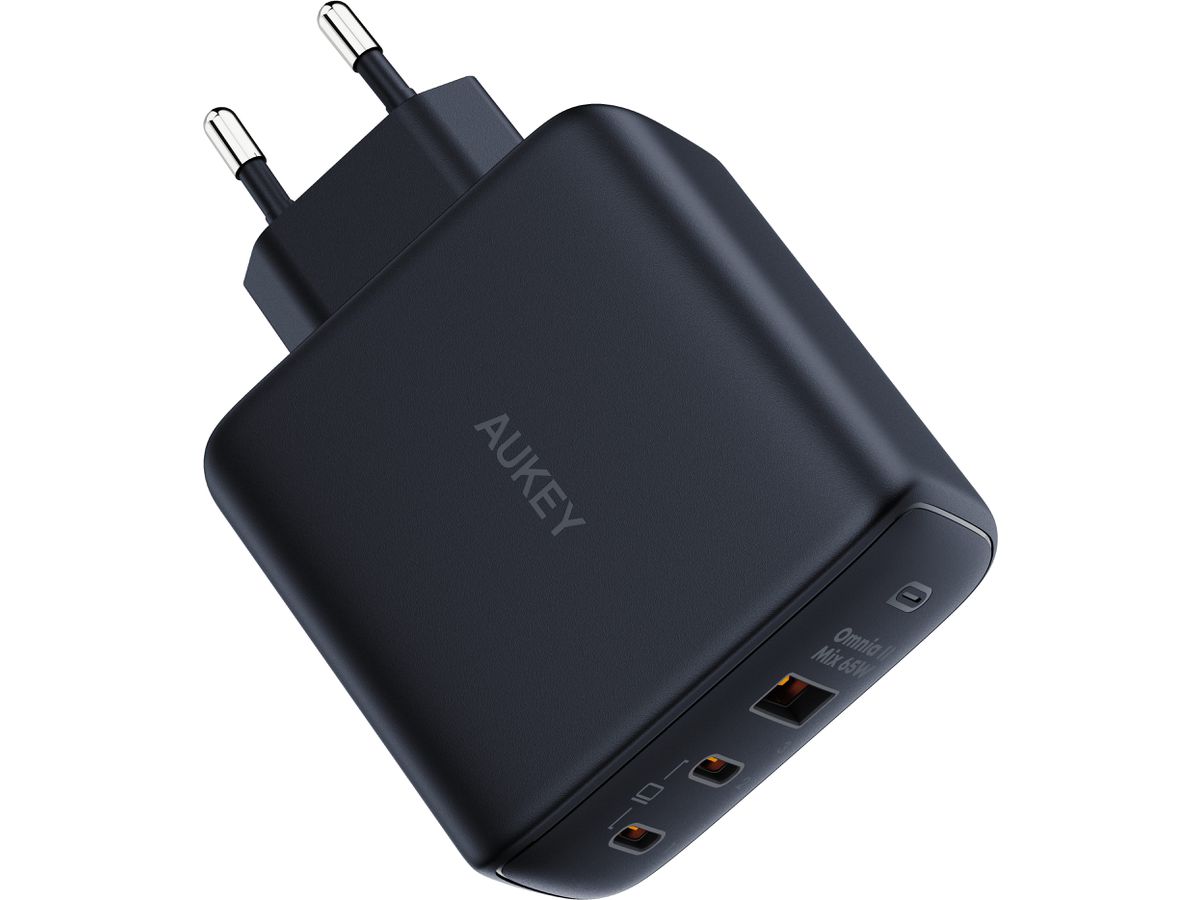 AUKEY OmniaMix II 65W GaN PD PA-B6T BK 3-Port, Wall Charger Black (0689323784783)